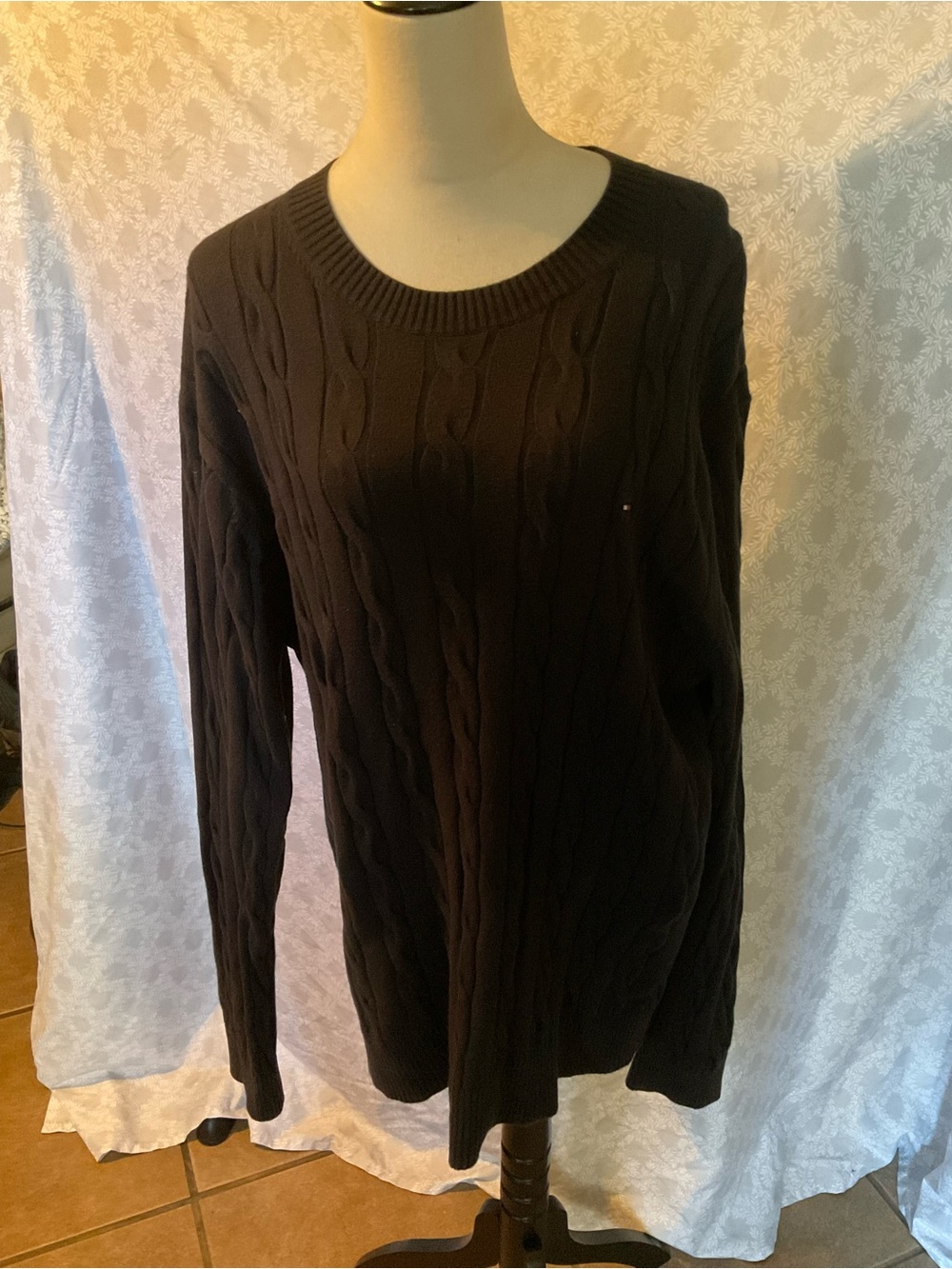 Tommy Hilfiger Black Cable Crewneck Sweater